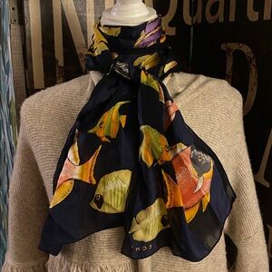 Vintage Echo Tropical Fish Silk Scarf